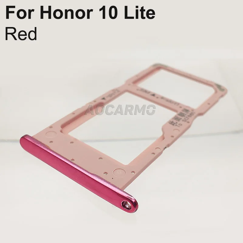 Красный Aocarmo SD MicroSD Holder Nano Sim Card Tray Slot For Huawei p smart() / Honor 10 lite POT-LX3 POT-LX1 POT-LX2J - Цвет: Красный