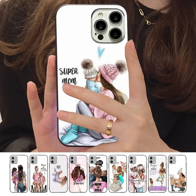 

Super Mom Baby Girl Fashion Phone Case For iPhone 13 11 8 7 6 6S Plus X XS MAX 5 5S SE 2020 XR 11 pro Funda