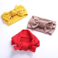 wholesale 12pcs crochet knit baby girl headband 3m 5t ribbed woolen yarn bowknot hair bands autumn winter headwrap accessories
