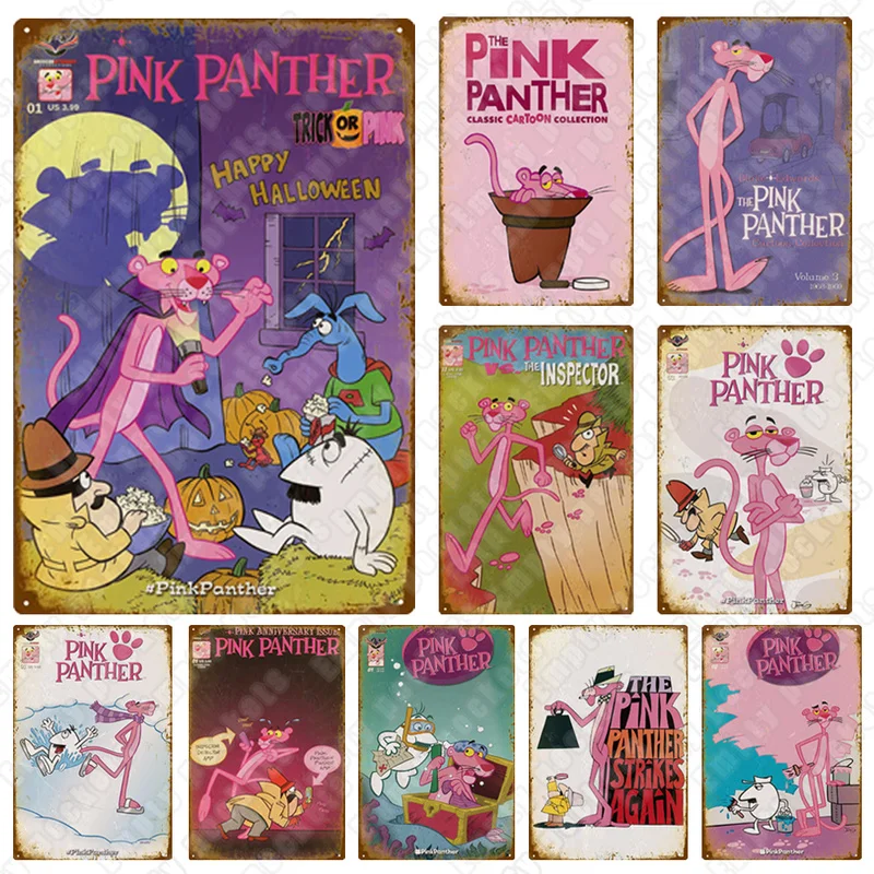 Классические Мультяшные жестяные знаки 1974 Розовая пантера комикс праздничный
