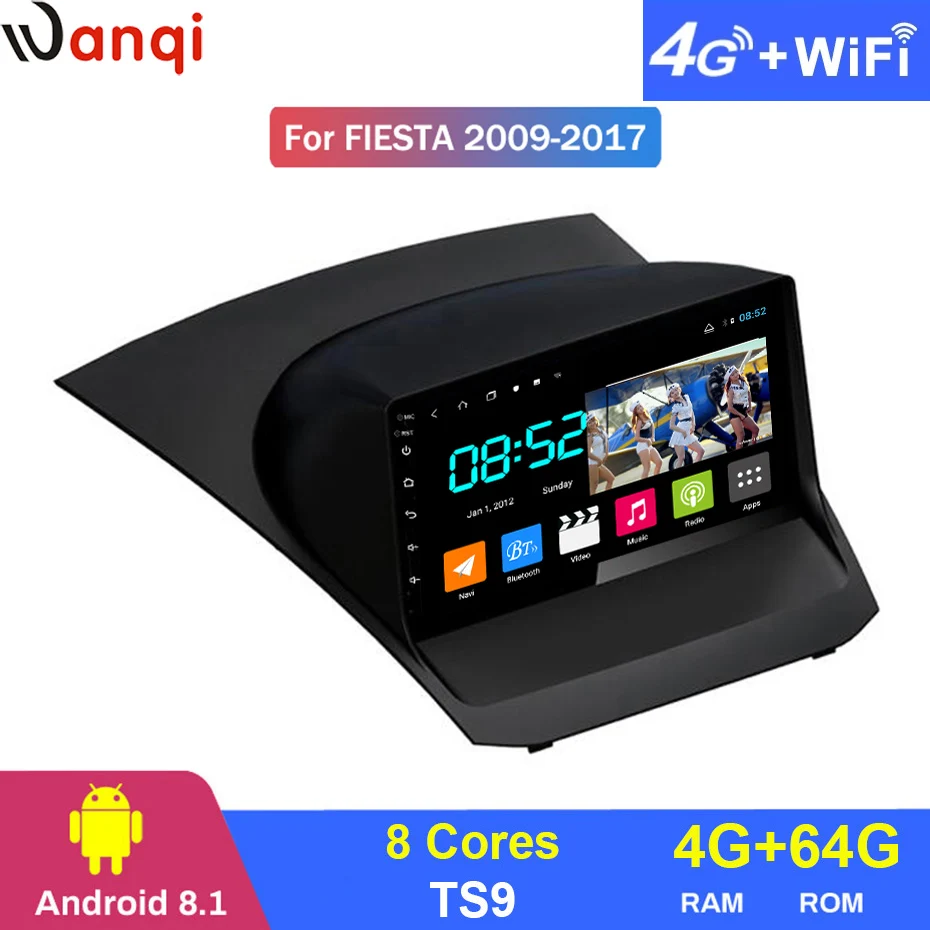 Android 8 1 автомобильный DVD 1din мультимедийная система навигации для Ford fiesta 2009-2017 gps