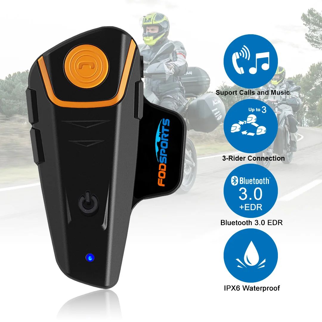 

BT-S2 Motorcycle Wireless Bluetooth Helmet Intercom FM Waterproof Intercom Communicator Intercom Headset 3 Knights