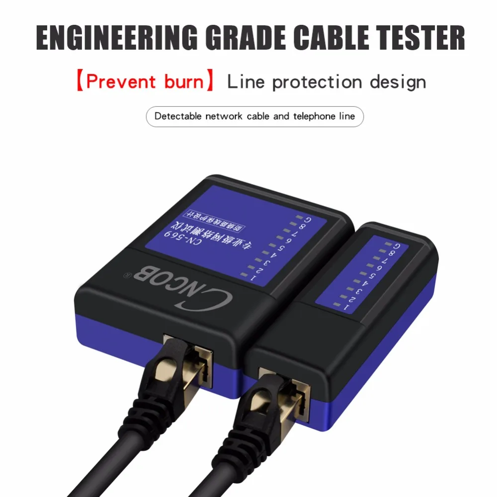 

Industrial Grade Cable Tester, RJ45 RJ11 in One Interface Multi-function Testing Ethernet Cable Telephone Line Repair Tool
