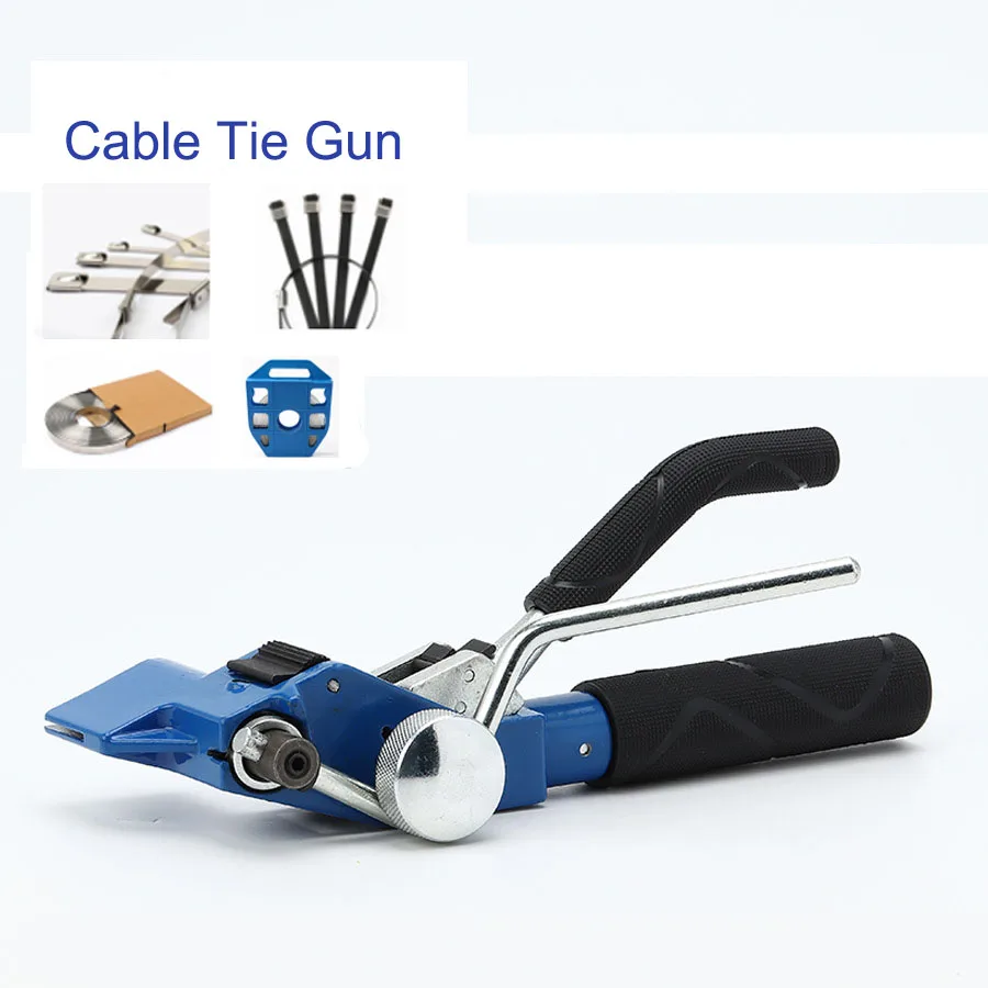 Stainless steel cable tie gun 4.6-19mm coated PVC cable tie fasten and cut tool 0.25-0.76 thick bundle tool cable tie cutter