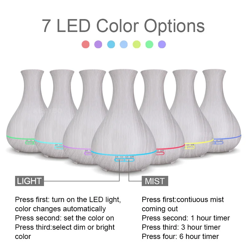 550 мл USB Ароматерапия Автомобильный увлажнитель воздуха светодиодный светильник
