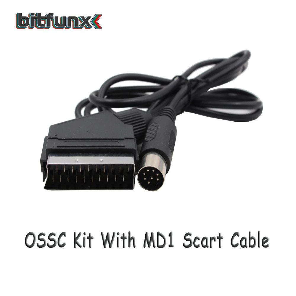Bitfunx OSSC HDMI конвертер комплект прозрачный черный для Ретро игровой консоли комплект обновления с Scart кабель - Цвет: with MD1 scart
