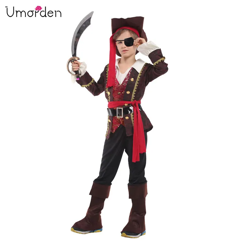 Umorden/Новинка 2018 года костюмы на Хэллоуин для мальчиков костюм капитана пирата