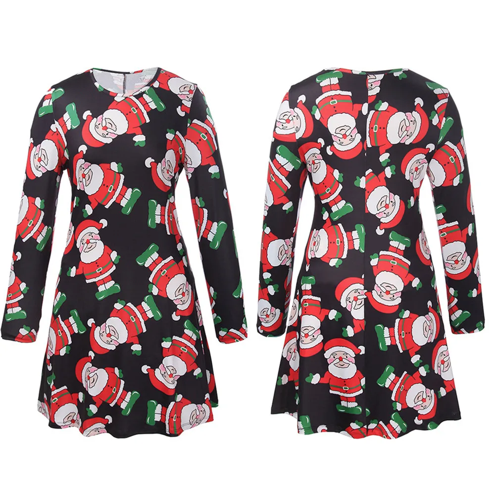 Рождественское платье для мамы и дочки осенние платья с длинными рукавами