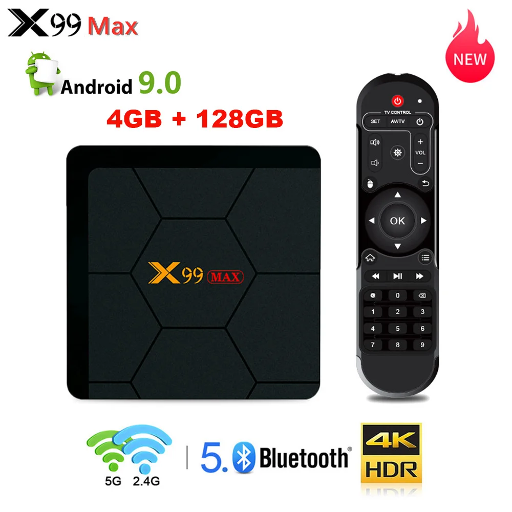 ТВ приставка X99 MAX с Android 9 0 процессор Amlogic S922X шестиядерный 4 Гб DDR4 128 ПЗУ 2 4G Wi Fi