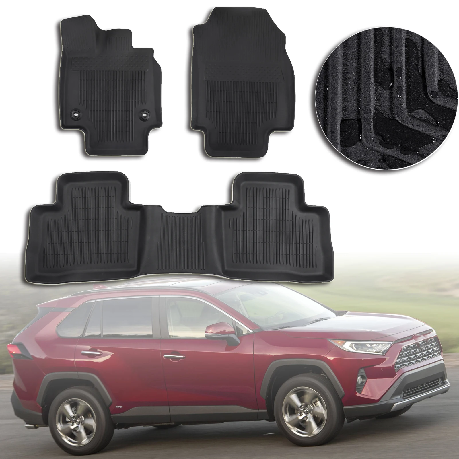 

Черные коврики для Toyota RAV4 2019 2020 Adventure XLE, для любой погоды
