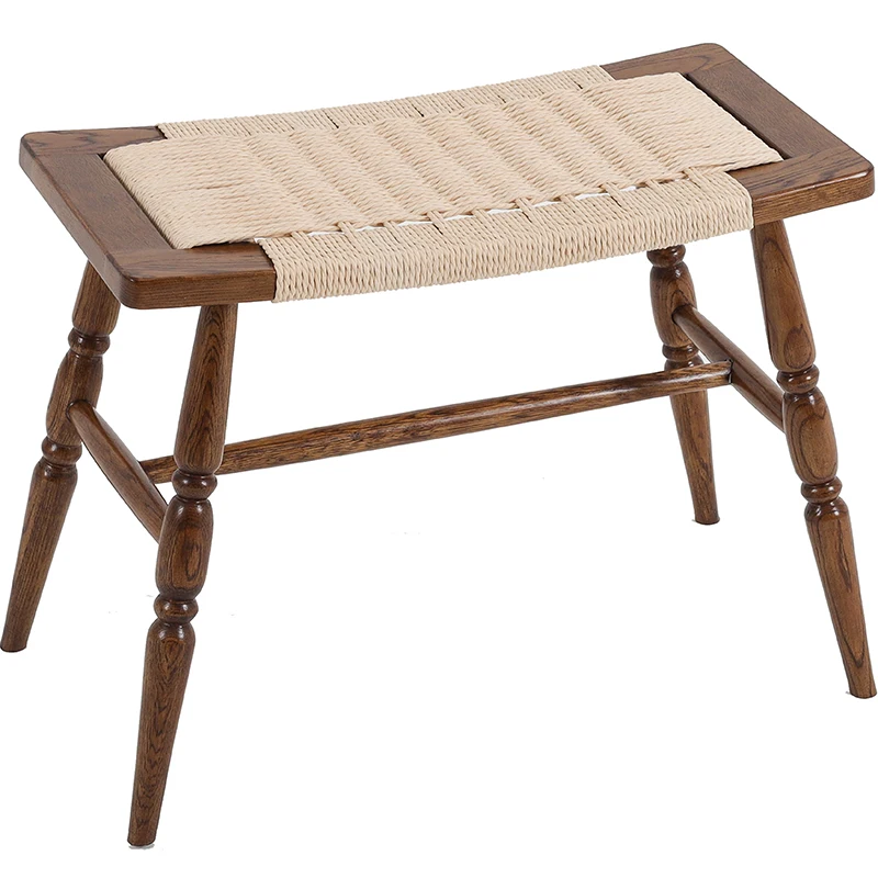 

American style solid wood Dresser Table Stool Home Shoe Changing Stool Strip type Footstool Strong bearing Small side table