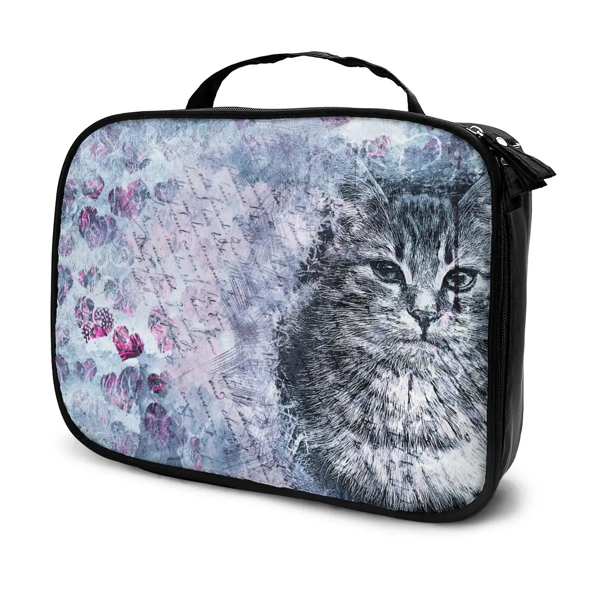 

Women Cosmetic Bag Watercolor Painting Kitty Multifunction Travel Makeup Bag Grooming Kit Girl Toiletries Organizer Case