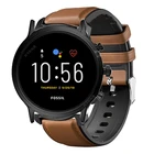 Ремешок кожаный для Fossil Gen 5, Carlyle, HR, Julianna, HR, 43 мм