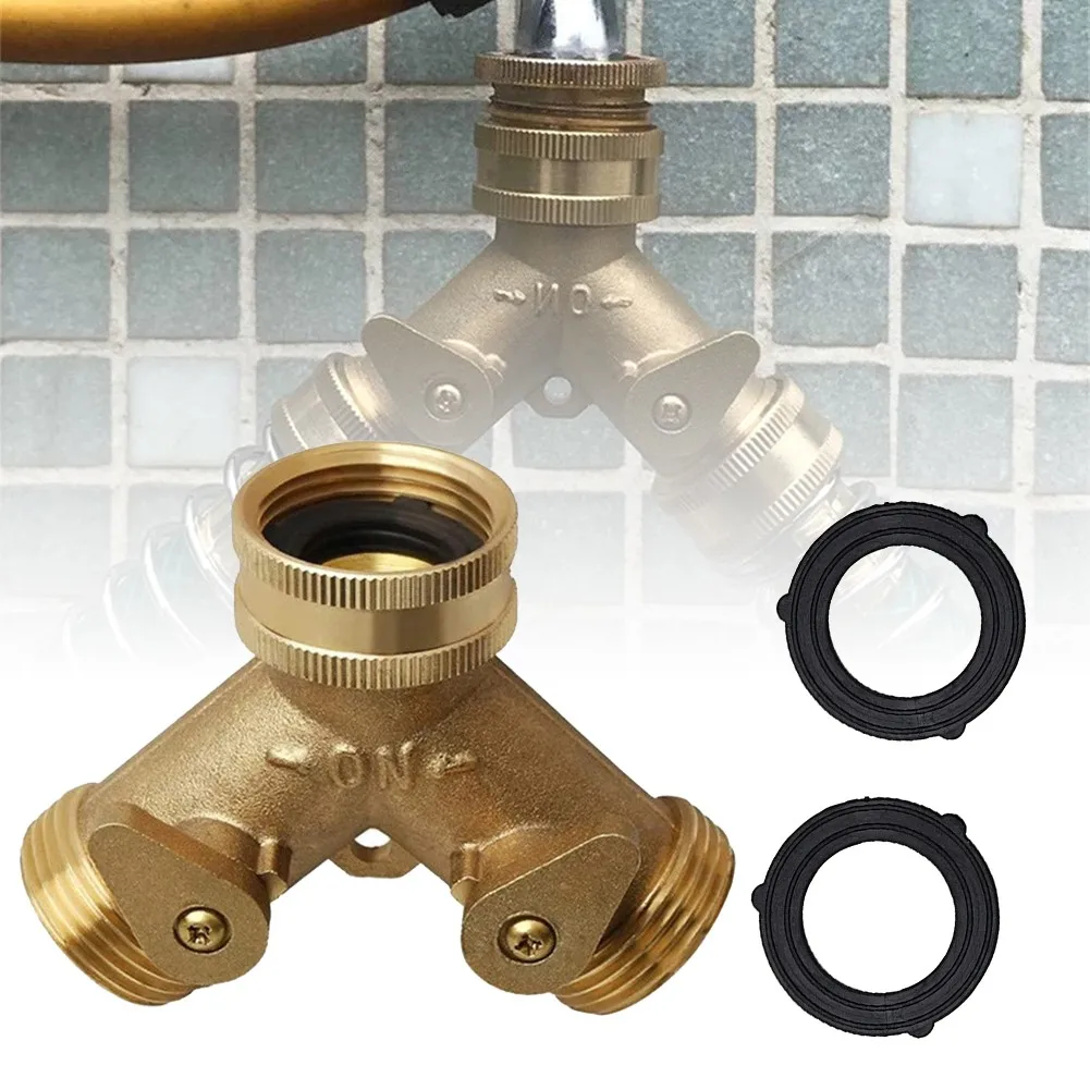 

Adjustable Garden Hose Separator Rubber Pads Kit 2-Way Brass Plastic Garden Hose Splitter Y-Type Watering Connector Distributor