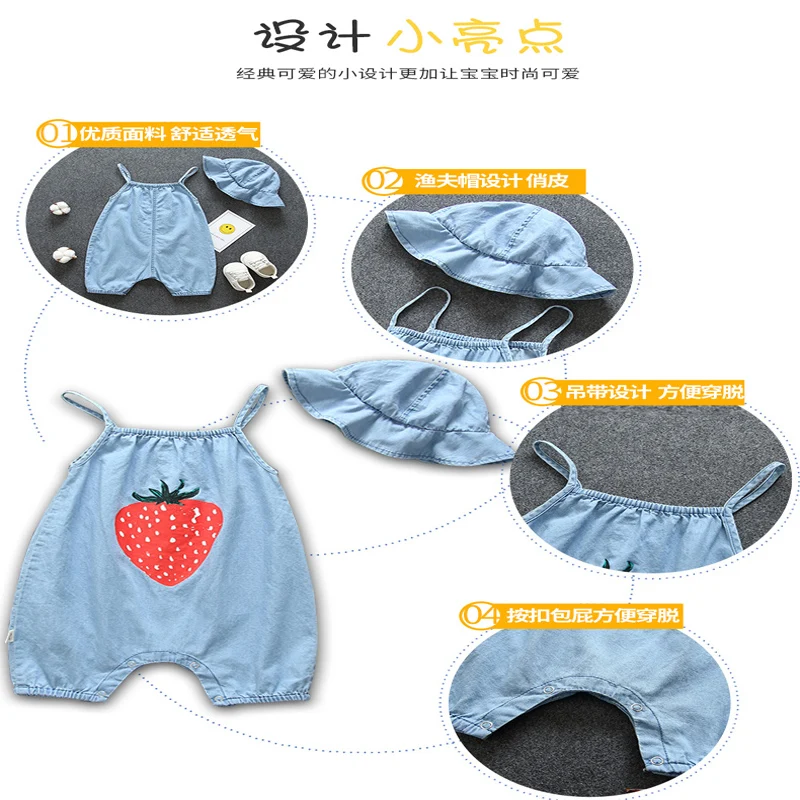 Одежда для новорожденных девочек комплекты летней одежды джинсовый комбинезон +