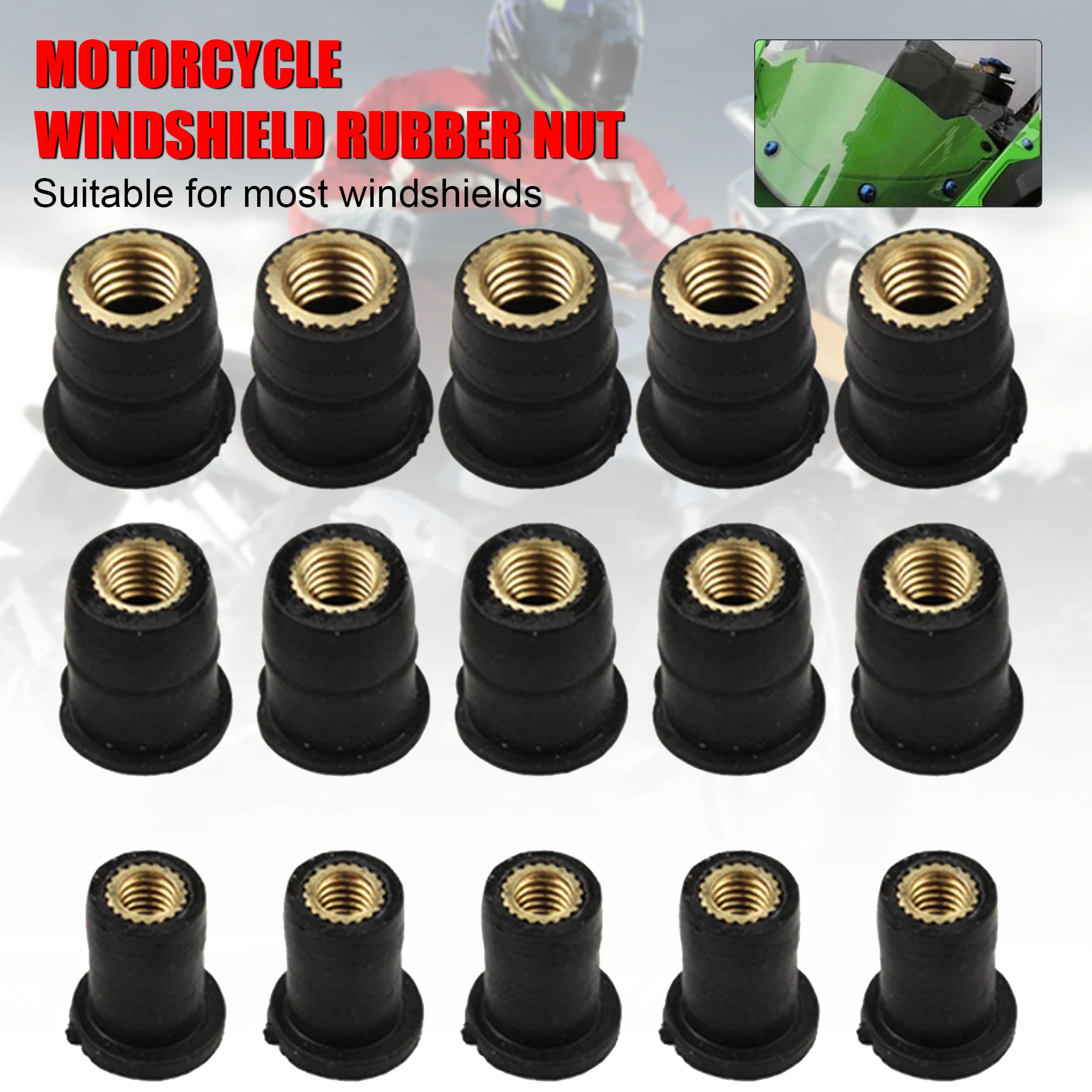 

10pcs Motorcycle M4 M5 M6 Metric Rubber Well Nuts Windscreen Fairing Cowl Anodized Aluminum Moto Screws Bolts Accessories