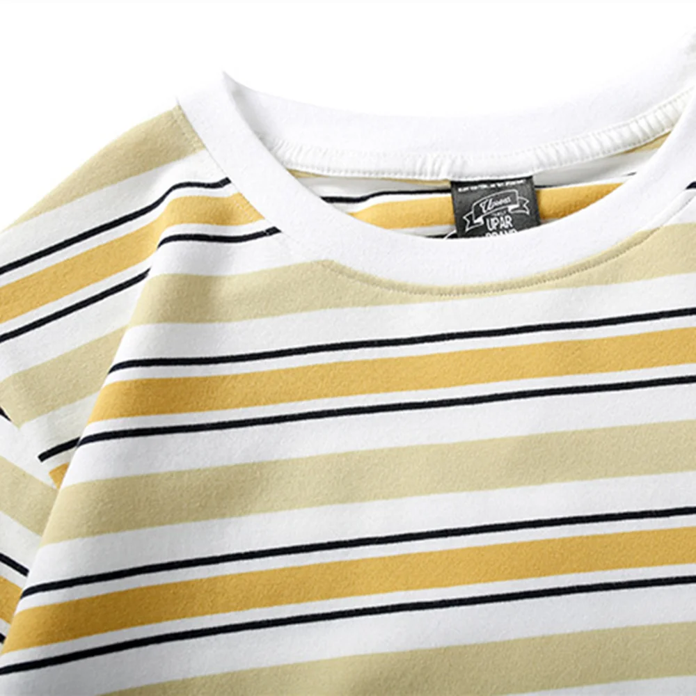 

FOJAGANTO Fashion Men Casual T-Shirts Summer New Cotton Striped Print Men's T Shirt High Quality Male Short Sleeve T Shirts