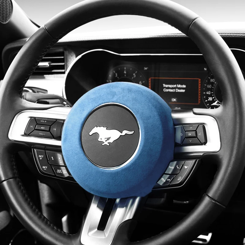 

Fur Steering Wheel Panel Decorative Cover Airbag Cover Interior Decoration Car Sticker for Ford Mustang 2015-2019