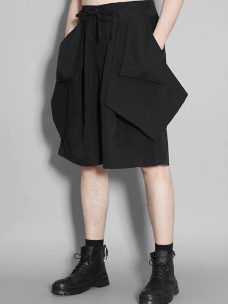 

Men's Shorts Summer New Solid Color Irregular Asymmetric Loose False Double Layer Three-Dimensional Cut Stitching Shorts