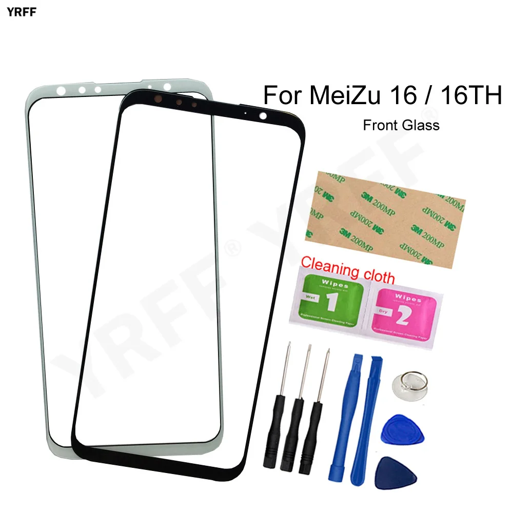 new mobile outer glass panel touch for meizu 16 16th front glass panel no touch screen assembly phone repair parts 3m glue free global shipping