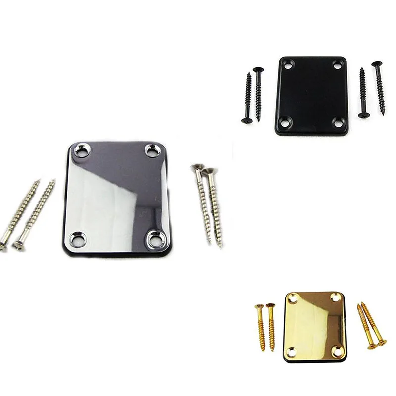 

1pc Professional Steel Electric Metal Screw Neck Plate St Electric Guitar Square Piano Neck Body Connecting Steel Plate