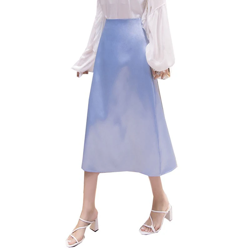 Высококачественные шелковые атласные женские юбки 2020 модная простая Женская
