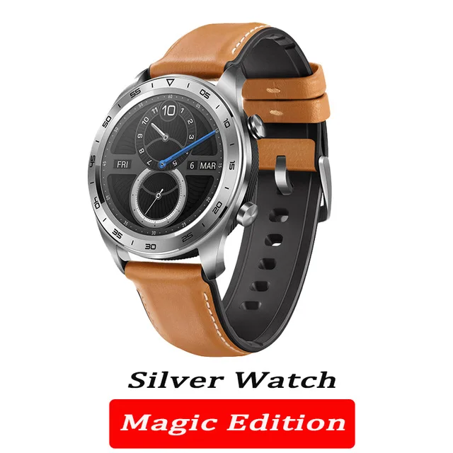 Silver Huawei Honor Watch Magic, водонепроницаемые, gps, NFC, для работы, 7 дней, напоминания о сообщениях, пульсометр, трекер сна, экран 1,2 дюйма - Цвет: Silver