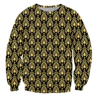 eu size sweatshirts 3d printing golden floral baroque streetwear royal luxury long sleeves shirts womens oversize pullover male