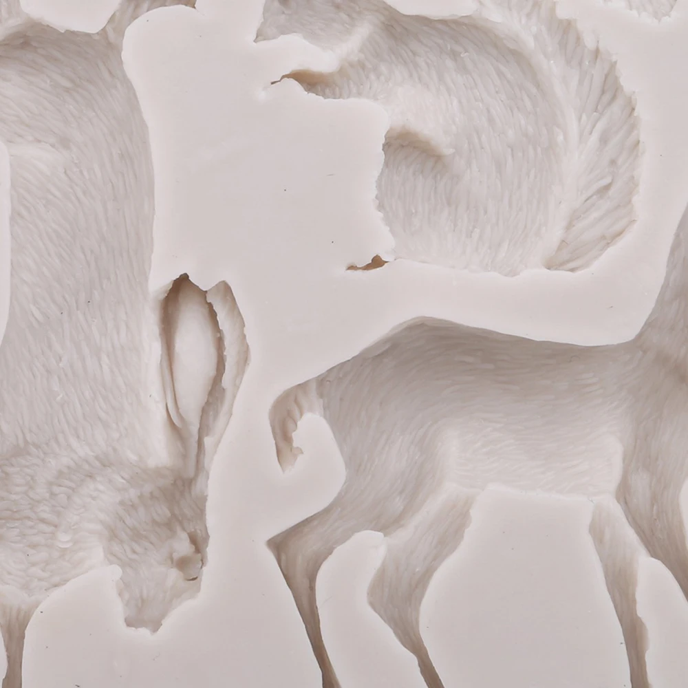 

3-Hole Animal Cooking Mold Cake Decoration Rabbit Squirrel Chocolate Plate Sika Deer Baking Filling Fondant Silicone Model 1PC
