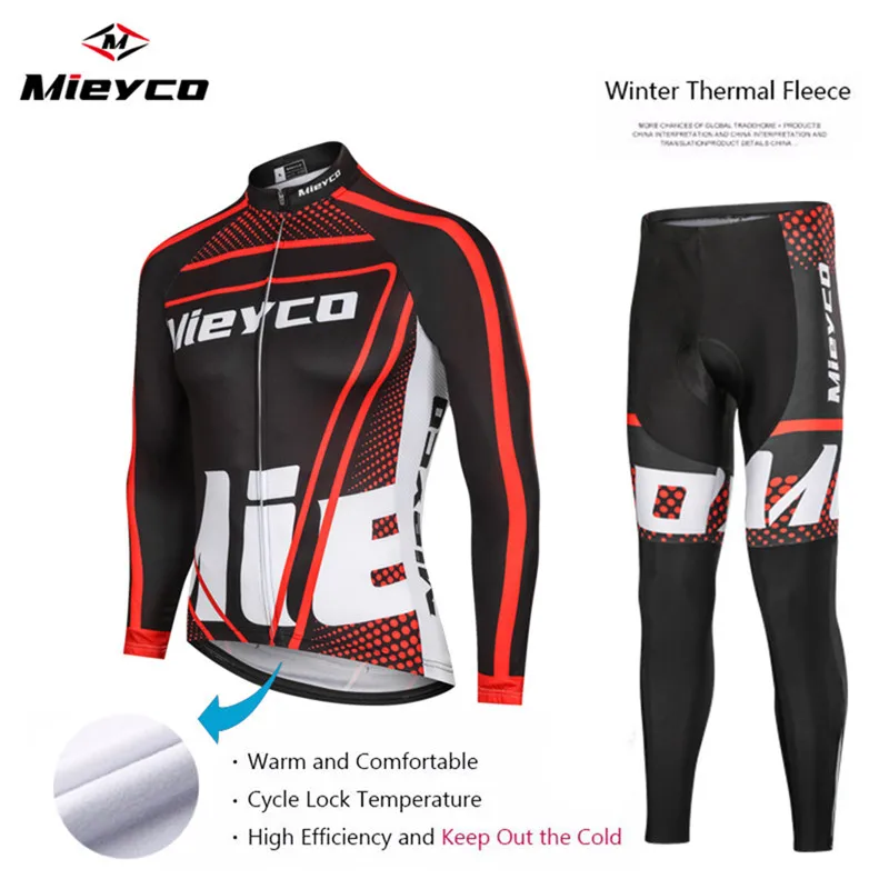 

Winter Thermal Fleece Set Maillot Ciclismo Hombre Men Jersey Suit Sport Riding Bicicleta MTB Clothing Long Bib Pants Warm Racing