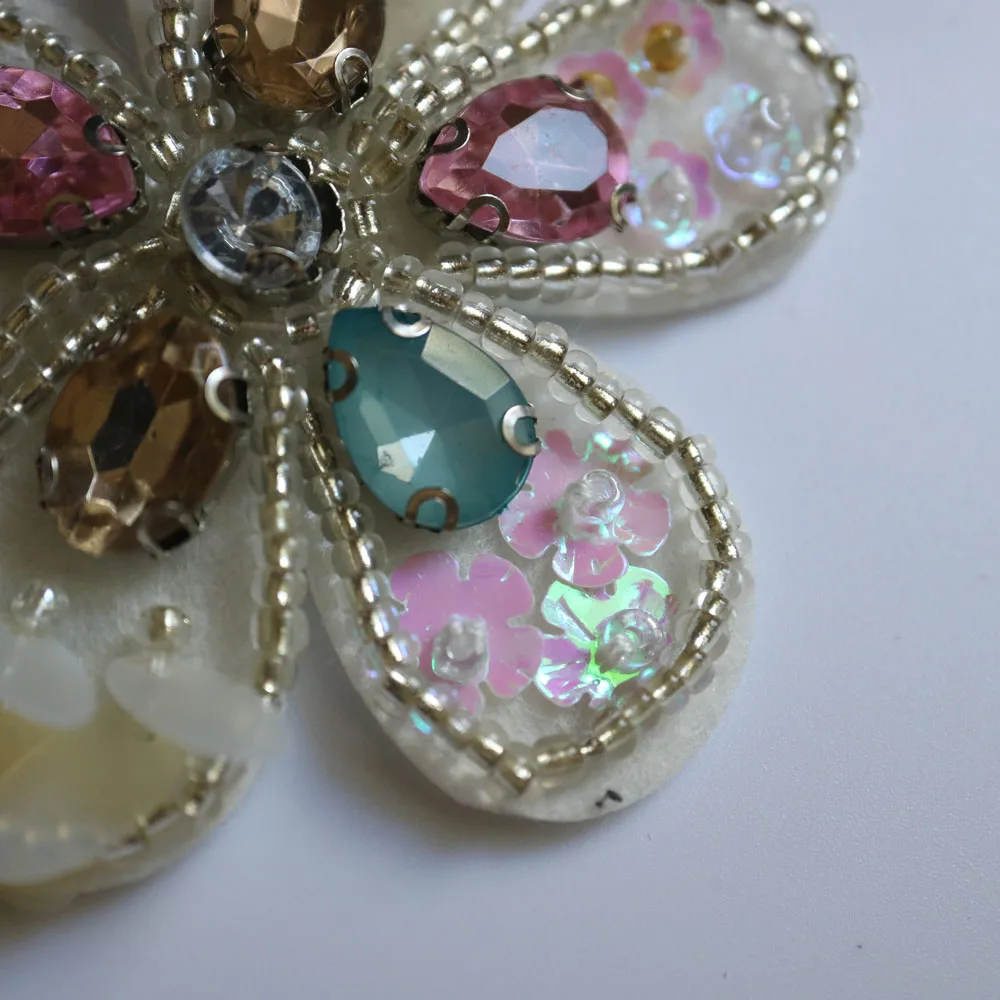 Модные DIY цветочные Вышитые нашивки для одежды вышивка пайетками пришитые Патчи