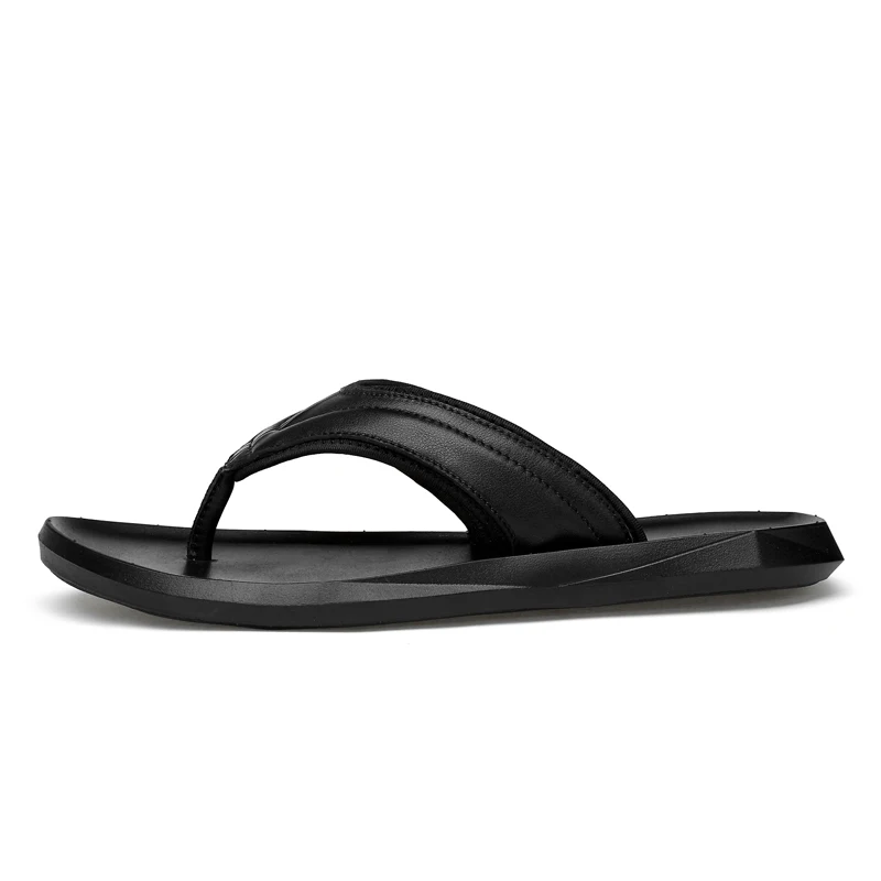 Мужские Пляжные шлепанцы натуральная кожа плоская подошва роскошные сандалии