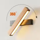 Скандинавская Современная прикроватная лампа из цельной древесины, вращающаяся на 360 градусов настенная лампа для спальни, коридора, креативный вращающийся светодиодный светильник для чтения для обучения