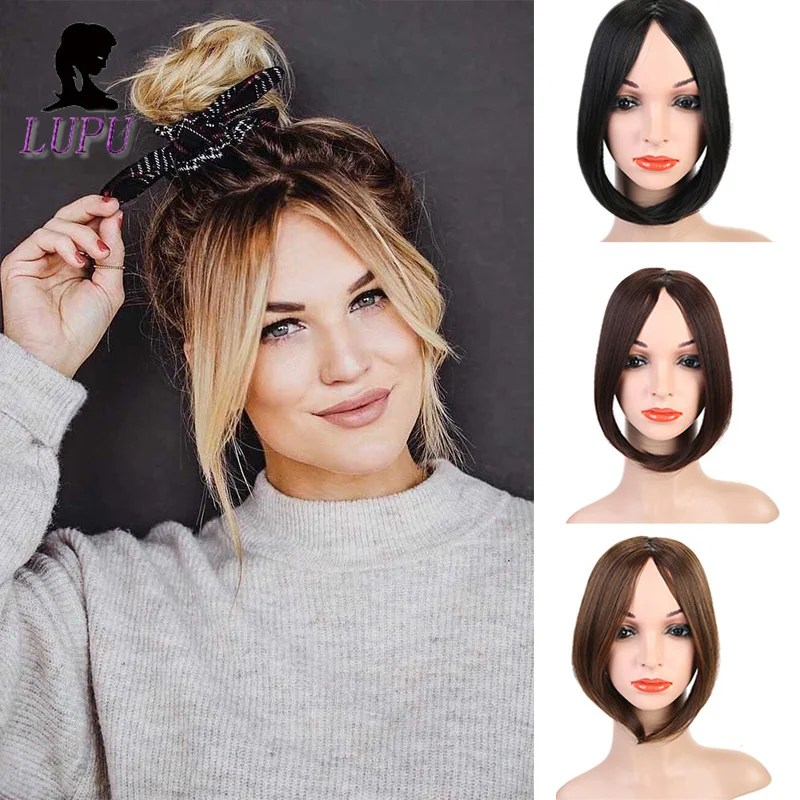 Синтетические накладные волосы LUPU Длинные на клипсе спереди термостойкие с