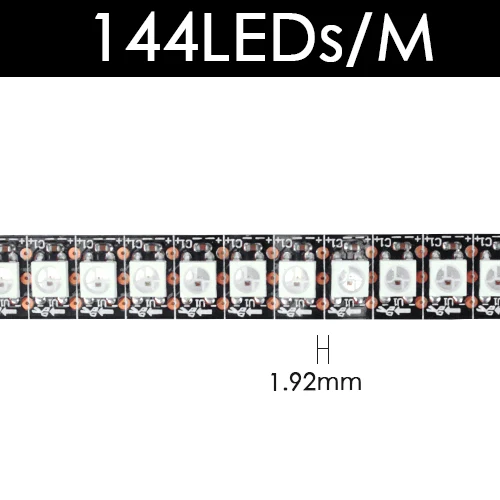 Black 144 LED WS2812B DC 5 В Светодиодная лента RGB 50 см 1 м 2 м 3 м 4 м 5 м 30/144 светодиодный s умный адресуемый пиксель чёрно-белые печатные платы WS2812 IC 17Key Bar - Испускаемый цвет: Black 144 LED