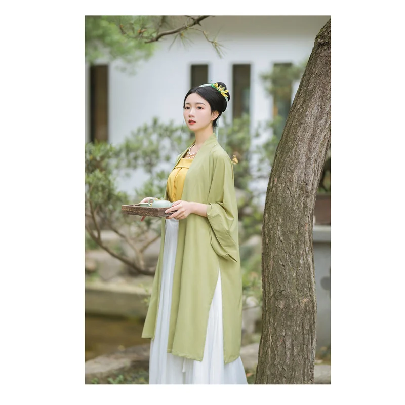 

Одежда династии Song Новинка в китайском национальном винтажном стиле с цветочной вышивкой однотонный нежный волшебный тонкий кардиган набо...