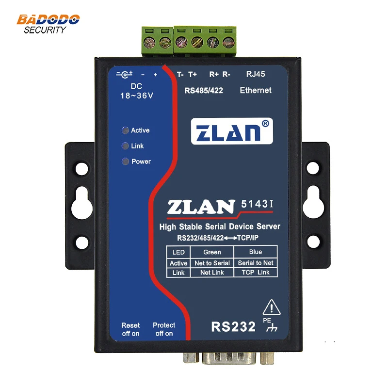 ZLAN5143I промышленная изоляция RS232 RS485 RS422 к Ethernet TCP/IP многохост Серийный Сервер Modbus 18 ~