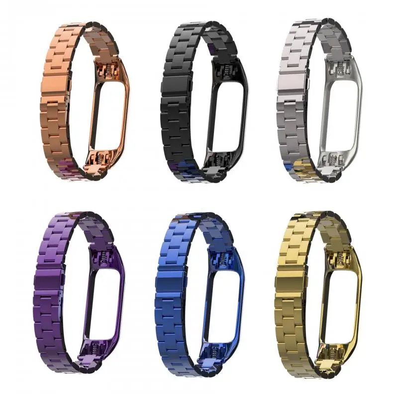 Ремешок из нержавеющей стали для Xiaomi Mi Band 3 4 металлический браслет наручных часов