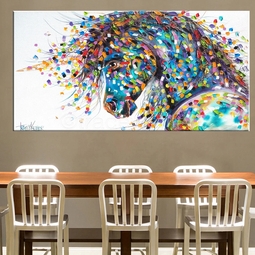 Большая Картина граффити на стену с изображением бегущей лошади Животные