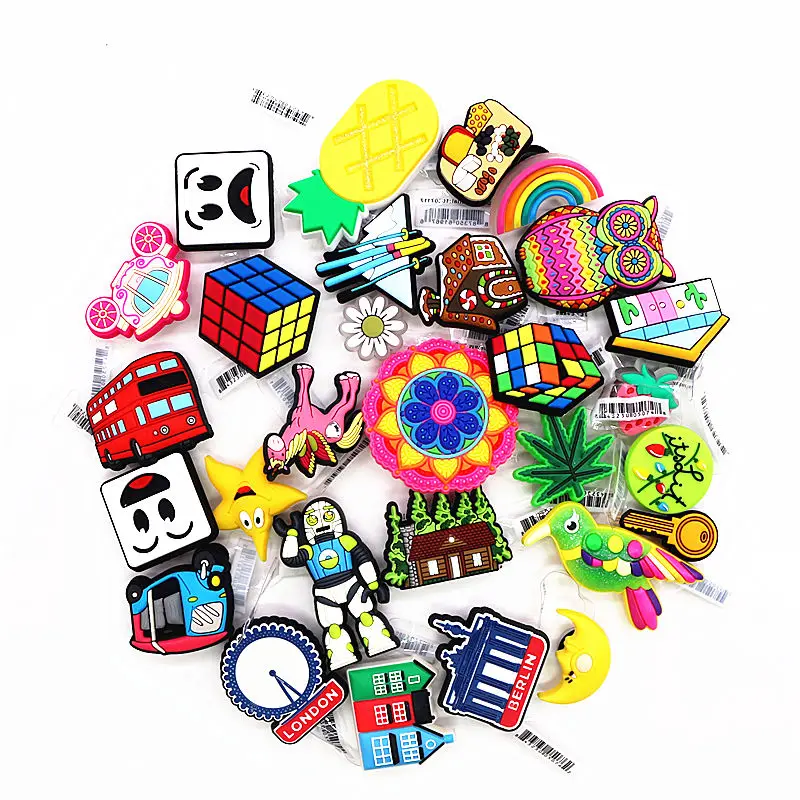 NEW 30 Original Shoe Charms Accessories Lovely Animals Plant PVC Shoe Decoration JIBZ fit Croc Bracelet Kids Gifts Dropshipping