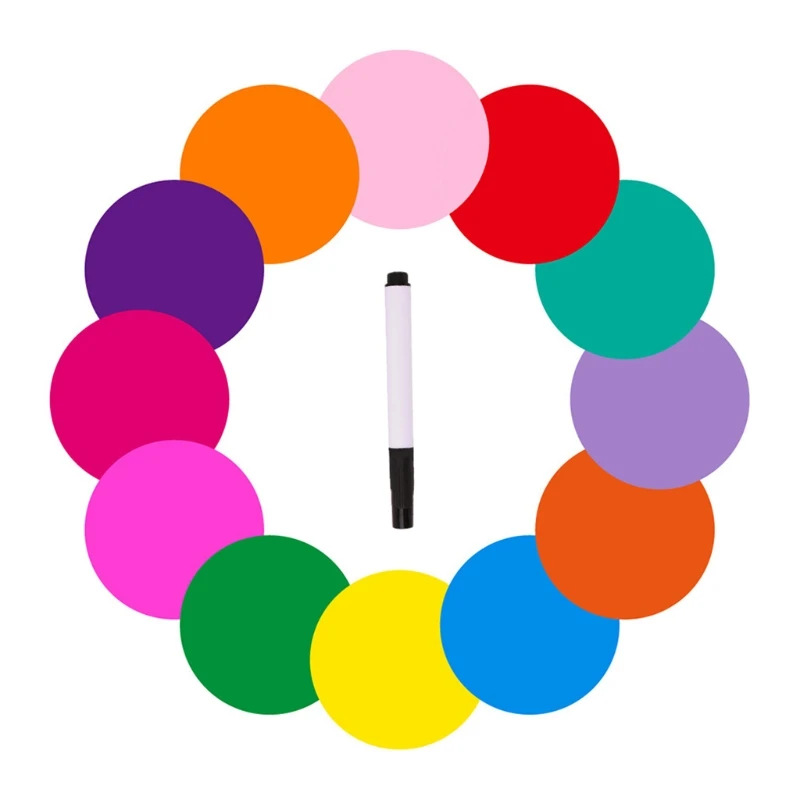 

12 шт. стираемые точки, красочные стираемые круги для дома, офиса, класса, многоразовые наклейки для доски объявлений, маркер, прочный N0PB