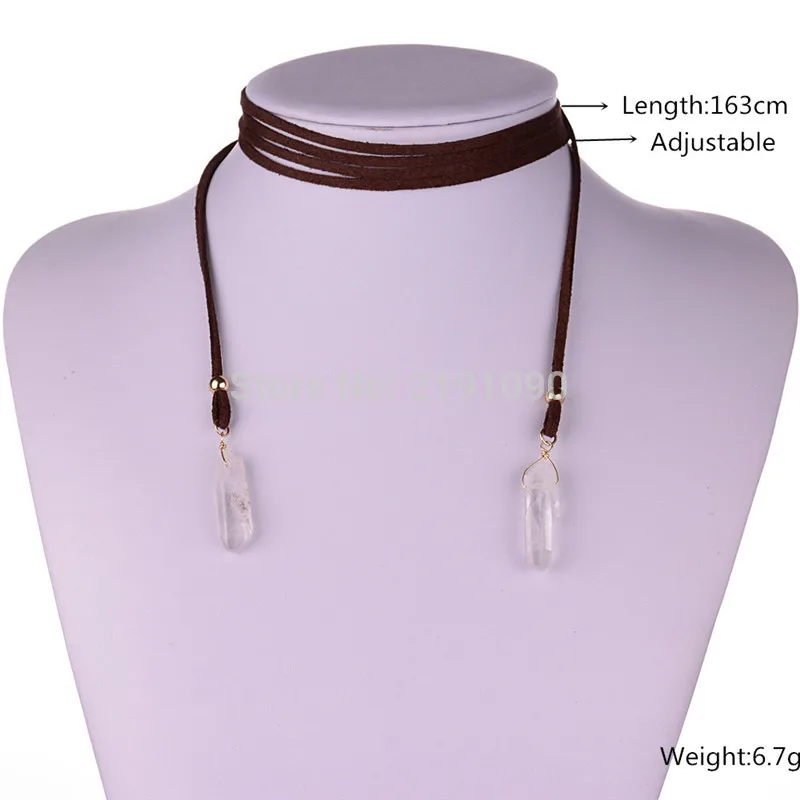Длинное замшевое кожаное колье Joyeria colare Jewelry Colar Bijoux Femme каменный костюм |