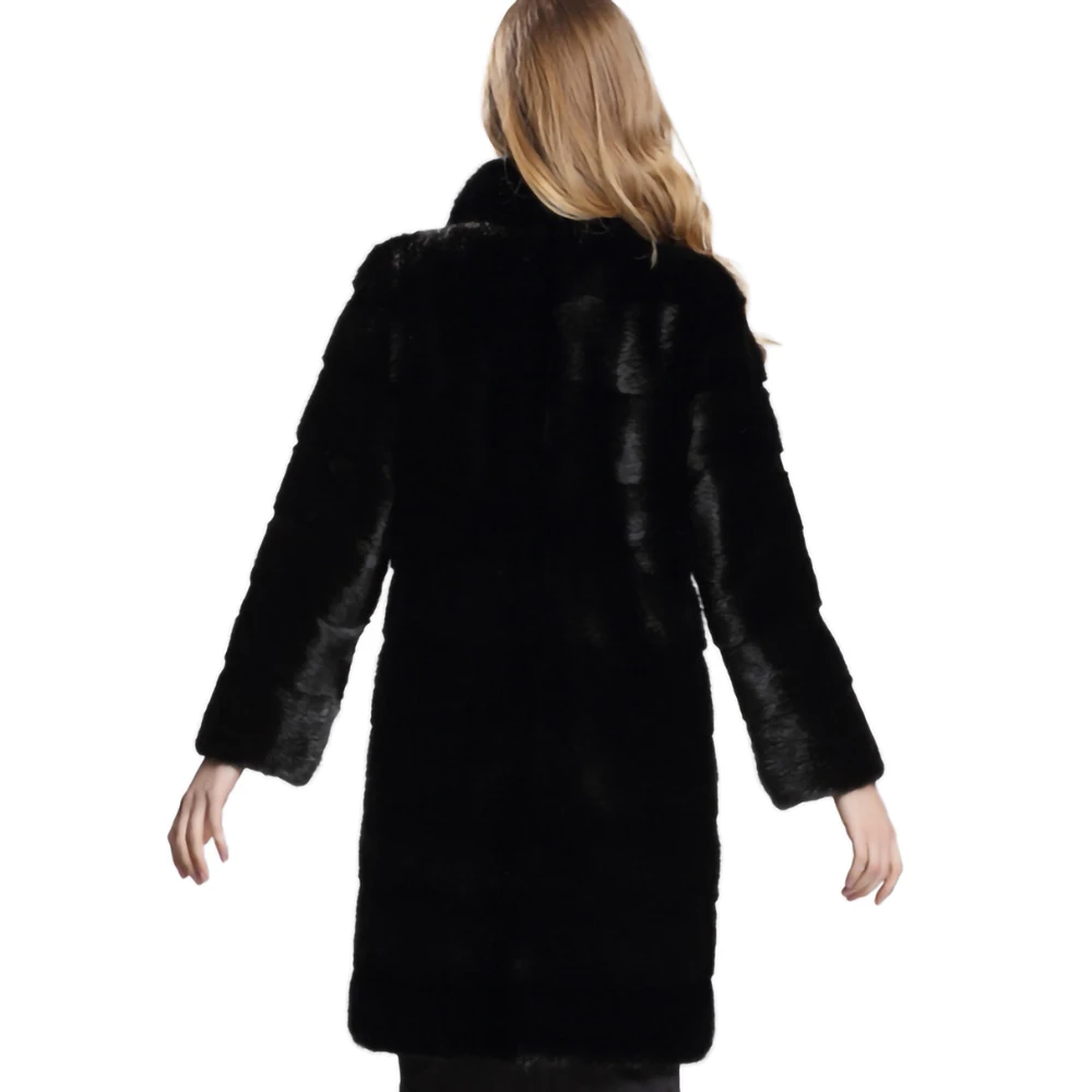 Шуба из натурального меха норки облегающая женская шуба цельной кожи длиной 90 см