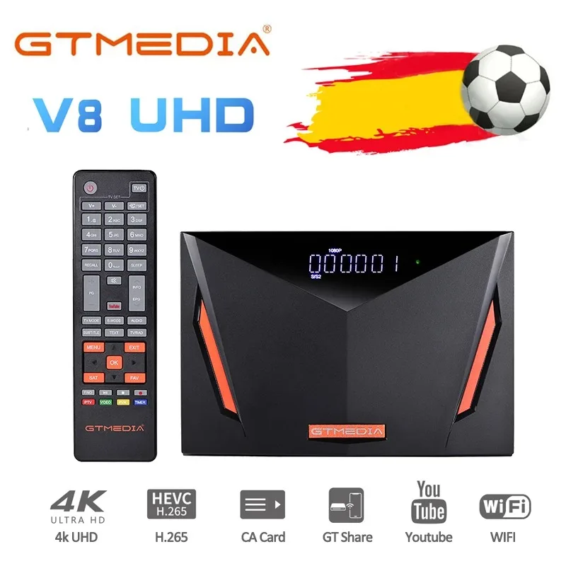 

Новинка 2021, спутниковый ресивер GTmedia V8 UHD TV Combo DVB S2 T2 кабель H.265 4K Ultra HD, встроенный Wi-Fi Cline GT Media Freesat ccam