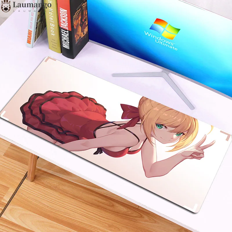 

new arrive mause mat Fate Saber LargeMousepadAnti slip 900X300mm/900x400mm ExtendedgamerMousePad