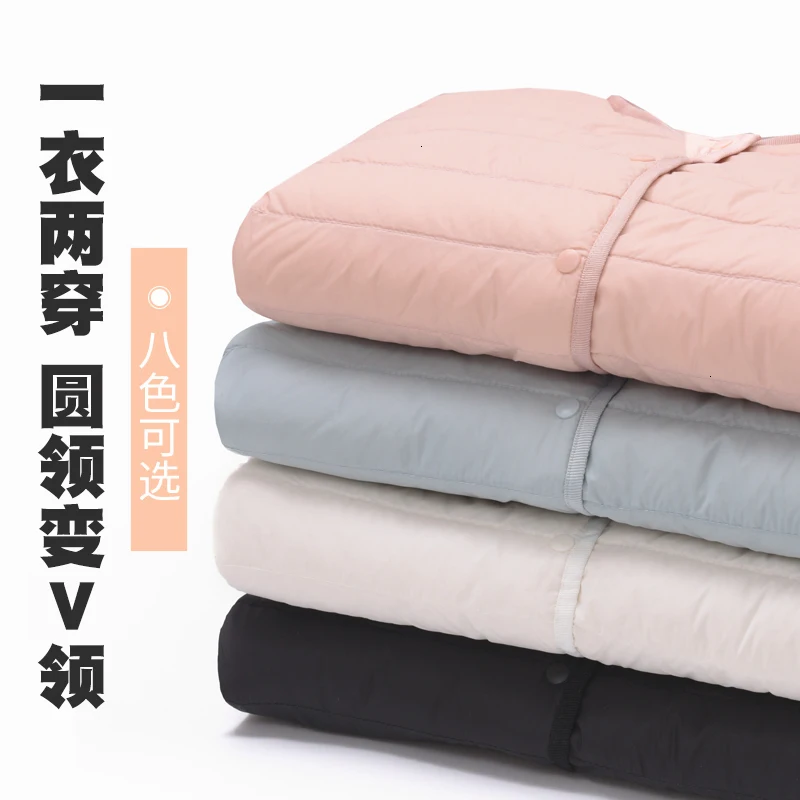 2019 легкомысленные пуховики женские короткие Фонд джемпер с круглым вырезом и без