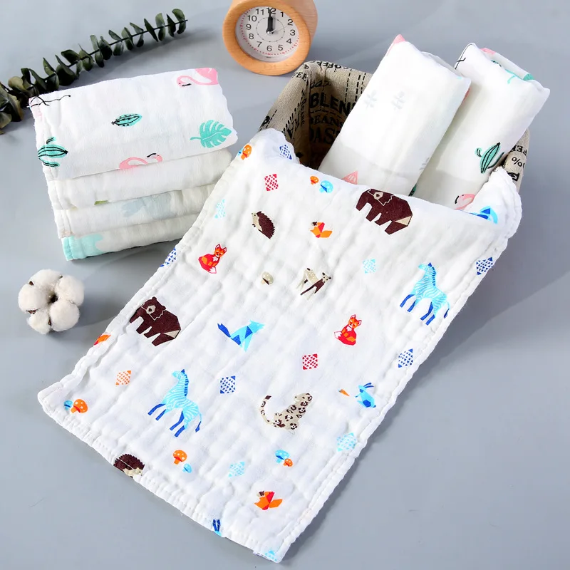 

5PCS 6-layer High-Density 100% Cotton A Class Muslin Gauze Wipe Cloth Baby Handkerchief Face Towel Baby Saliva Towel 25x50cm