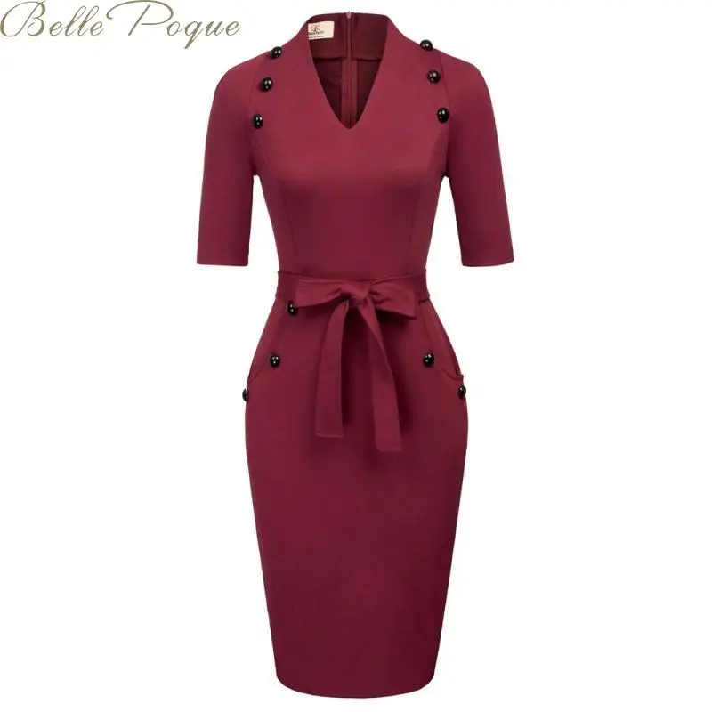Belle Poque Ретро Бандажное платье для женщин 2019 элегантные офисные женские платья с