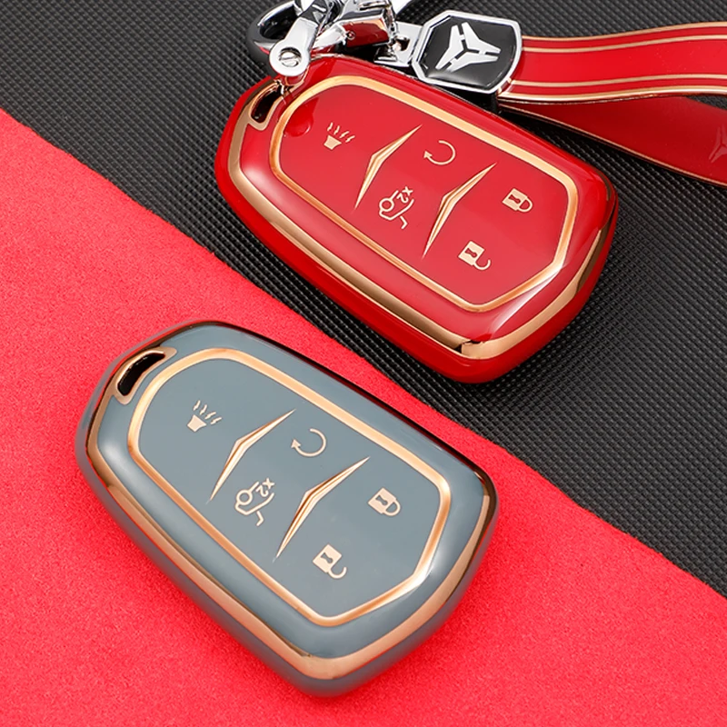 

For Cadillac ATS CT6 CTS DTS XT5 Escalade ESV SRX STS XTS ELR 2014-2018 Car Smart Key Case Cover Bag Holder Fob Shell Protector