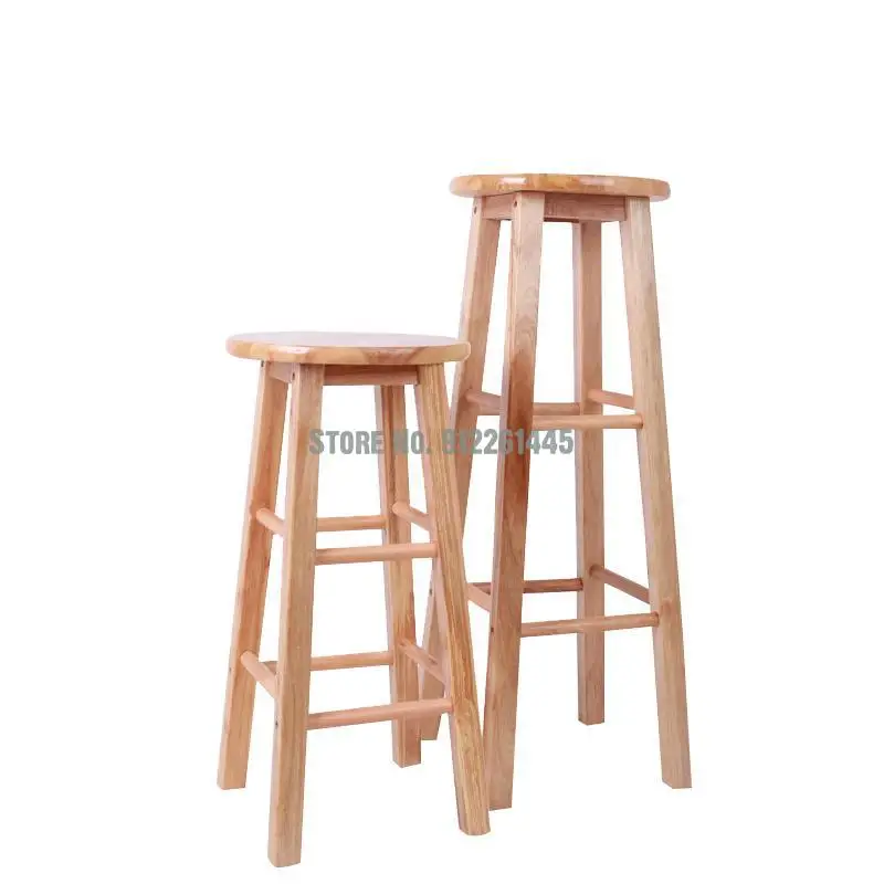 Стул из массива дерева барный стул высокий для дома простой круглый специальная